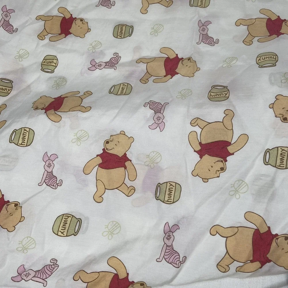 Disney Winnie the Pooh Fitted Sheet Crib Toddler Piglet Honey Pot Bees Vintage